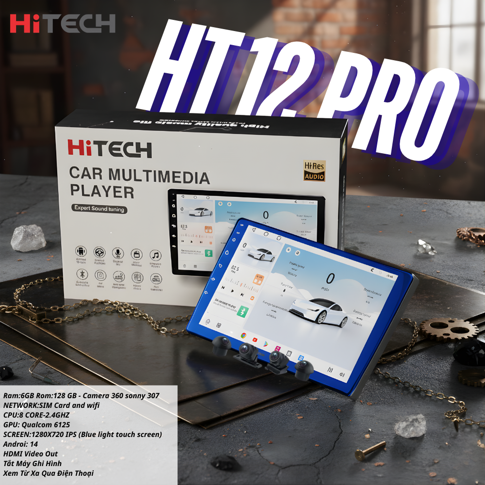 Độ Màn Hình Android Ô Tô Hitech HT12 Pro (6GB/128GB) Tích Hợp Camera 360 Tại Nội thất ô tô Hùng Thanh Chính Hãng là giải pháp nâng cấp công nghệ hiện đại giúp tăng tiện ích giải trí và hỗ trợ lái xe an toàn hơn