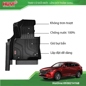 Alternative view of Lắp đặt thảm lót sàn ô tô Mazda CX8 2018-2025 tràn viền bậc cửa Huvi tại Nội thất ô tô Hùng Thanh